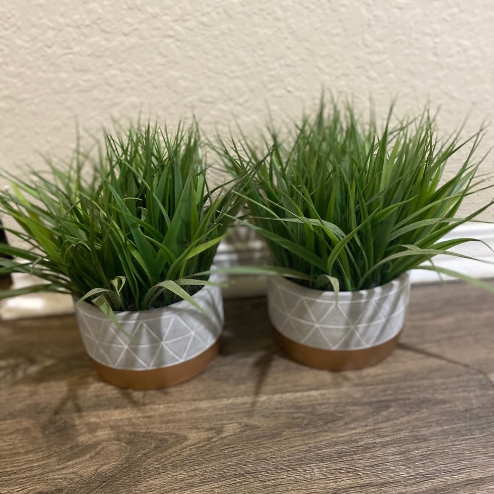 Fake plants Aztec style Pot Grey, White and Gold